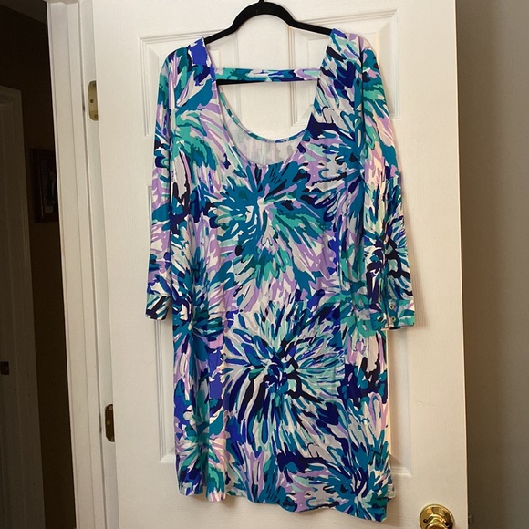 Lilly Pulitzer Emma Dress in Blue Capri Teal Off Tropic - Picture 2 of 5